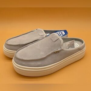 Size 10 Hey Dude Women Austin Lift Classic Casual Slip-On Shoes Grey Suede